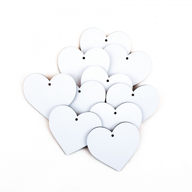 Inimă, 7×6,5 cm, MDF alb, 10 buc :: 7 cm