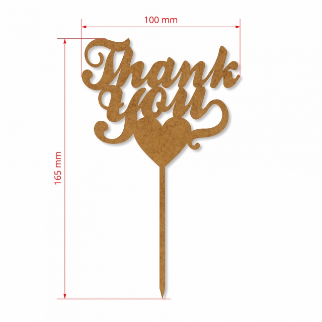 Topper Thank You, 10×16,5 cm, HDF