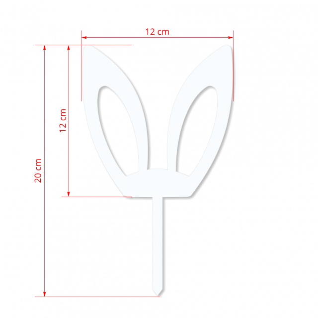 Topper urechi iepuraș, 12×20 cm, plexiglass alb