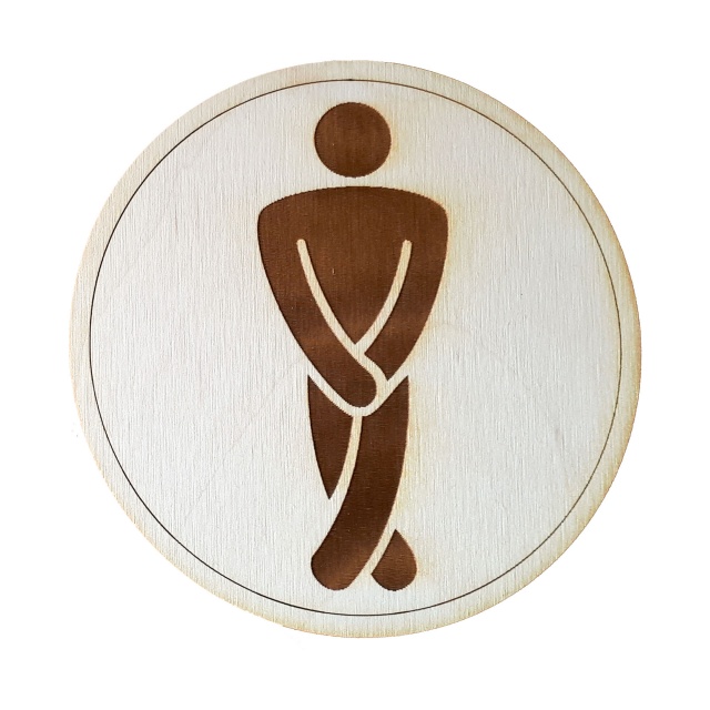 Semn toaletă - bărbati, Ø10 cm, placaj lemn gravat