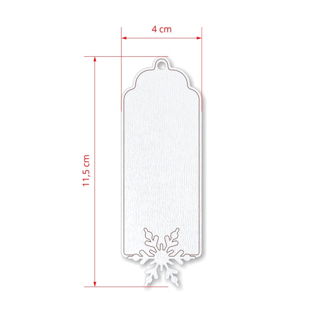 Etichetă blank pentru cadouri, 4×11,5 cm, MDF alb