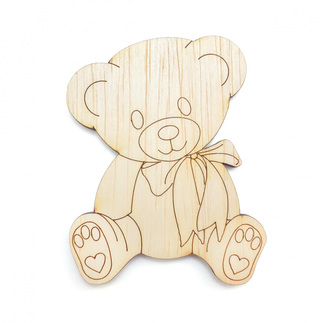 Ursuleț Teddy, 6,5×8 cm, placaj lemn :: 8 cm