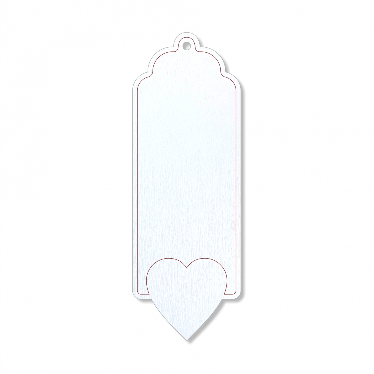Etichetă cu inimă, 4×11,5 cm, MDF alb