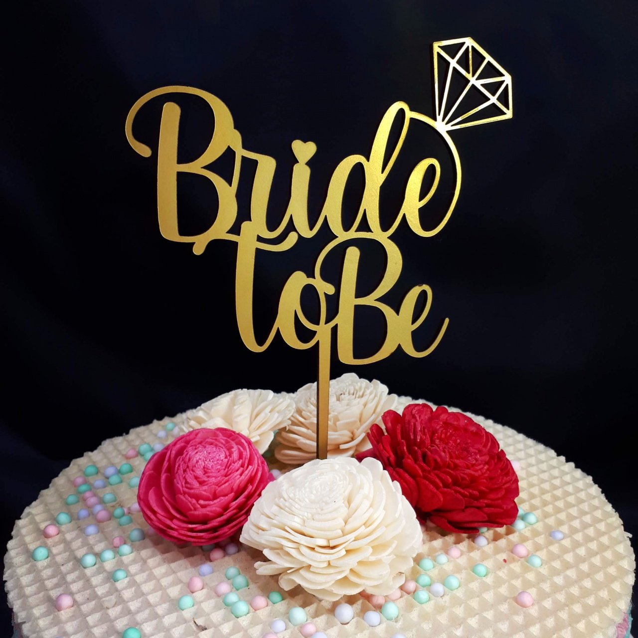 Topper Bride to Be, 14x20 cm, HDF auriu