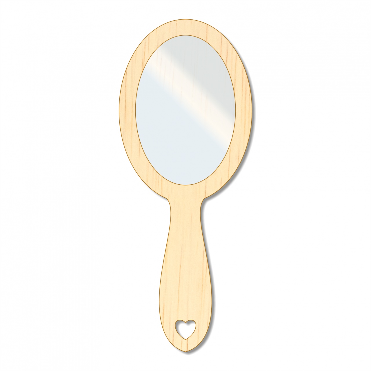 Oglindă de mână Clasic cu inimă, 8×20 cm, placaj lemn