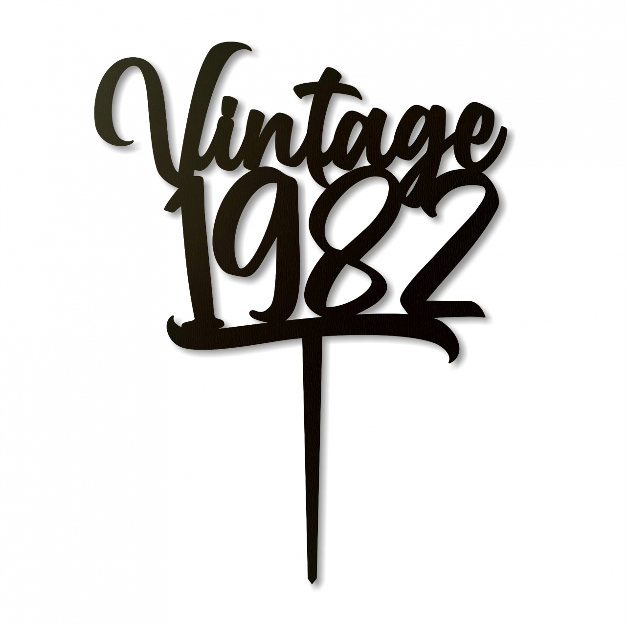 Topper Vintage și anul nașterii, 14×18,5 cm, HDF negru