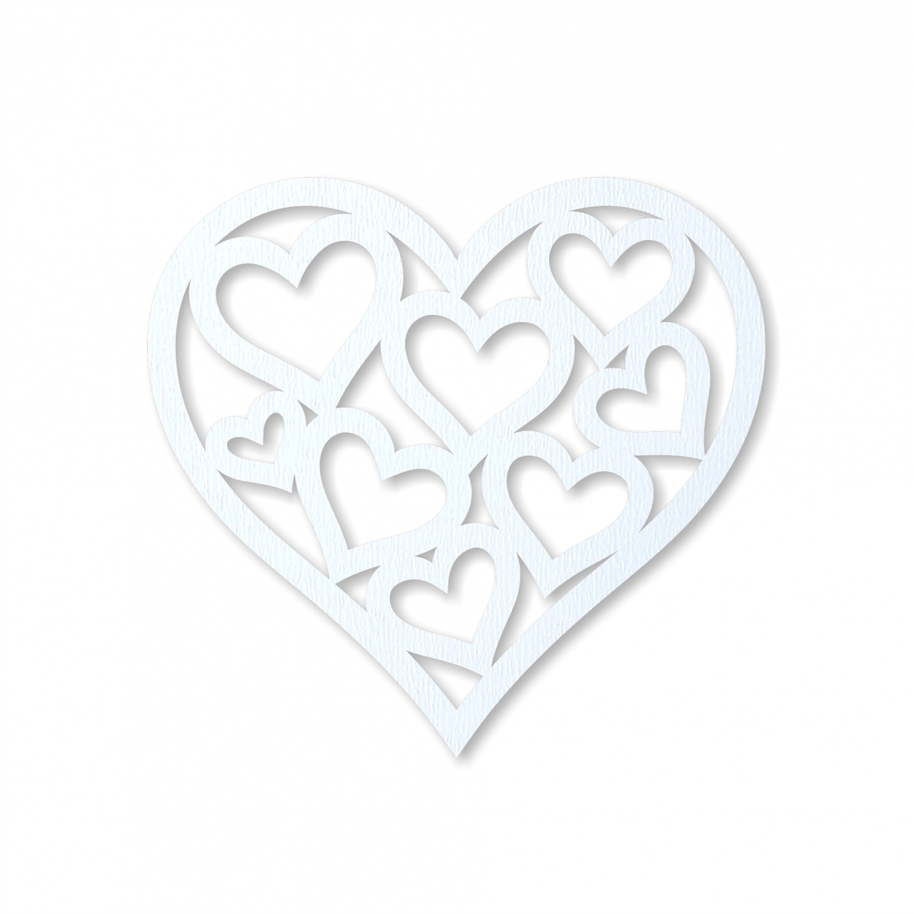 Inimă cu inimioare, 14×13 cm, MDF alb :: 14 cm