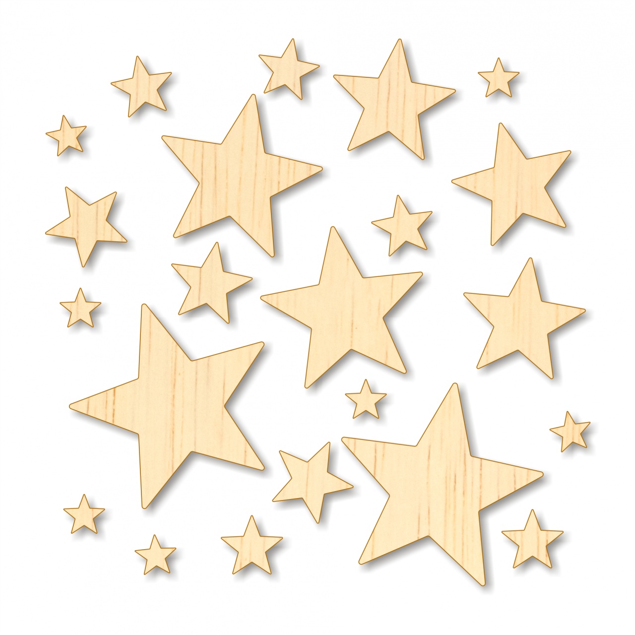Set 22 steluțe Ø1-5 cm, placaj