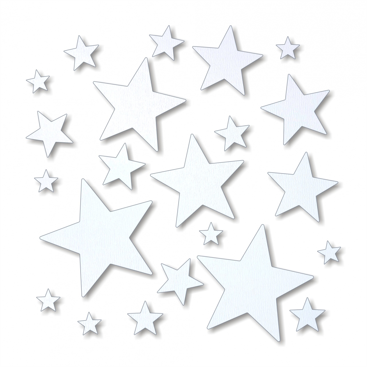 Set 22 steluțe Ø1-5 cm, HDF alb