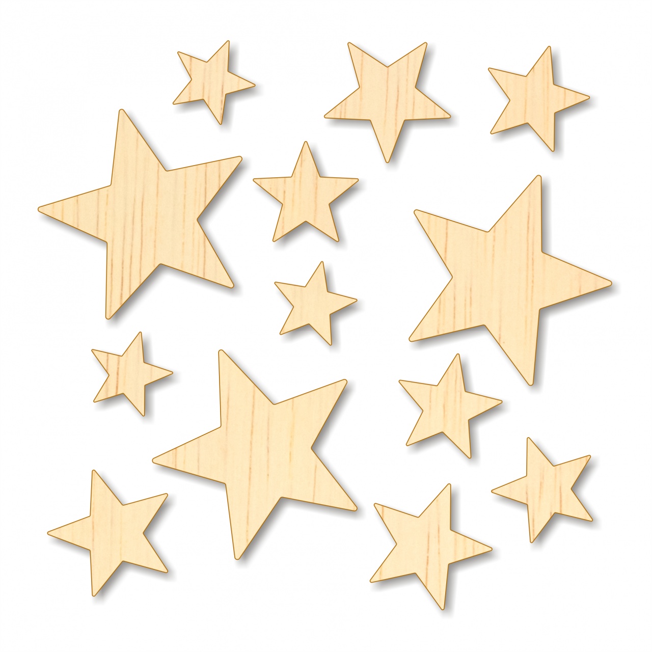 Set 13 steluțe Ø2-5 cm, placaj