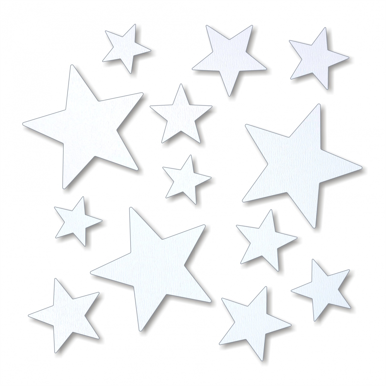 Set 13 steluțe Ø2-5 cm, placaj HDF alb