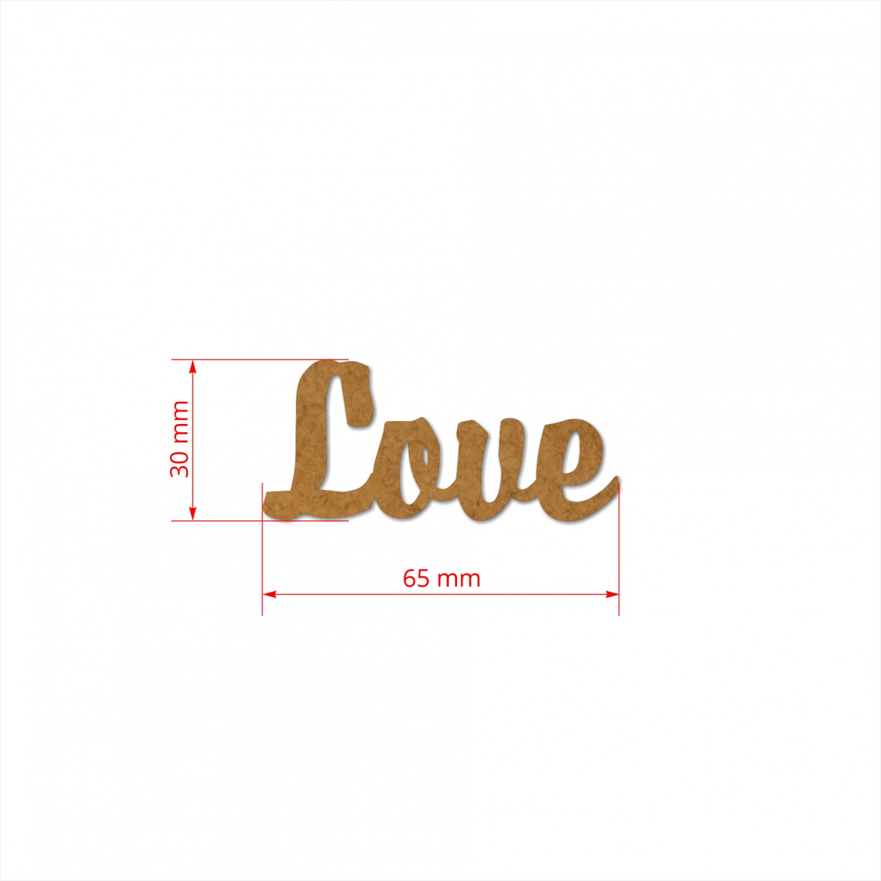 Text Love, 3 cm, decupat din HDF