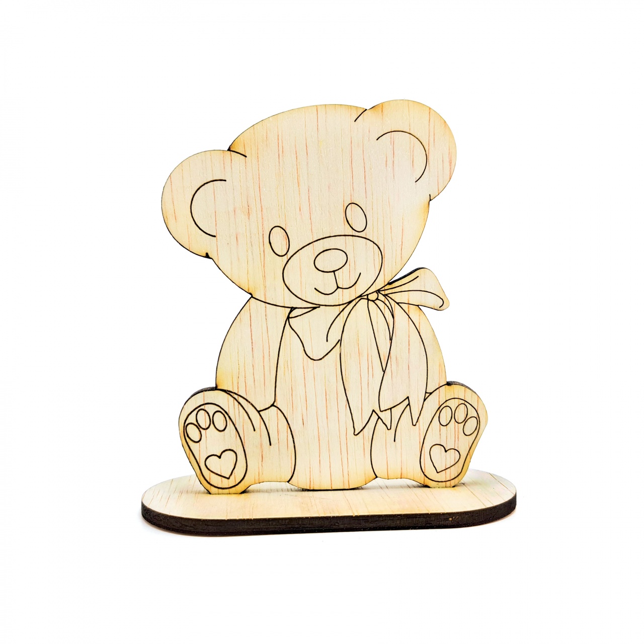 Ursuleț Teddy cu bază, 8×10 cm, placaj lemn