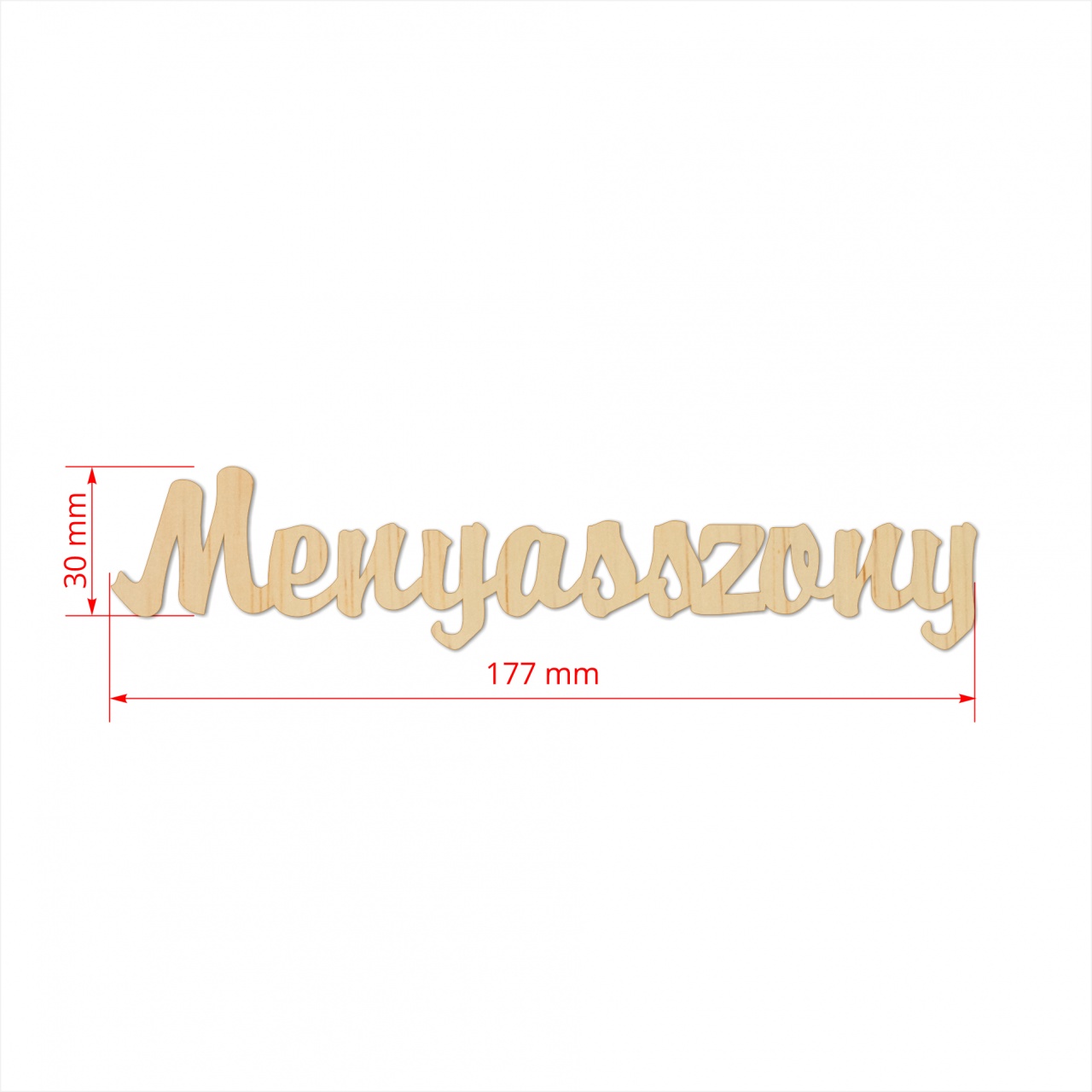Text Menyasszony, 3 cm, decupat din placaj