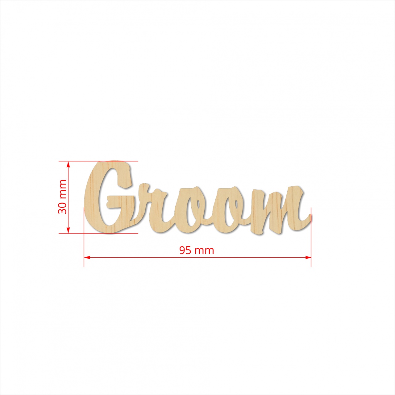 Text Groom, 3 cm, decupat din placaj