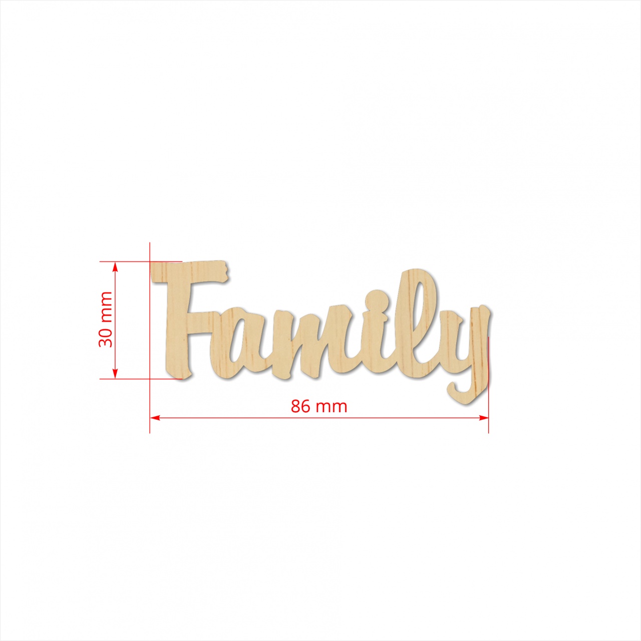 Text Family, 3 cm, decupat din placaj