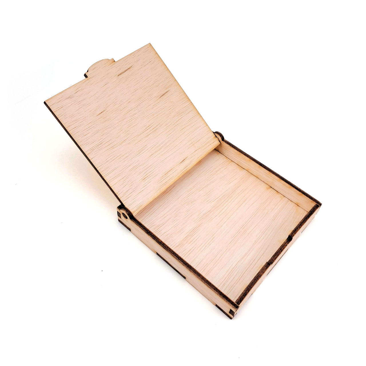 Cutiuță cu clapetă, 12×12×2 cm, asamblat, placaj lemn :: Asamblat