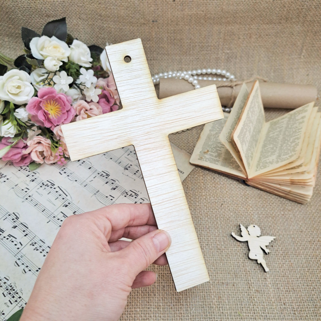 Cruce simplă, 12,5×20 cm, placaj lemn :: 20 cm