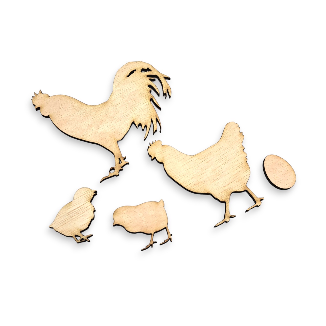 Păsări domestice, placaj lemn, set 5 piese